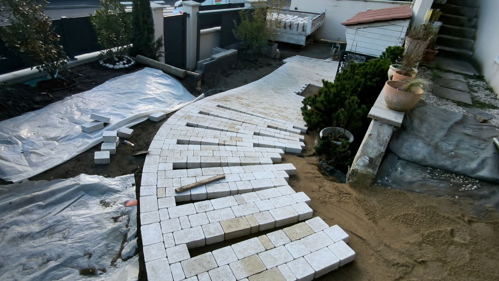 Allée en pavés