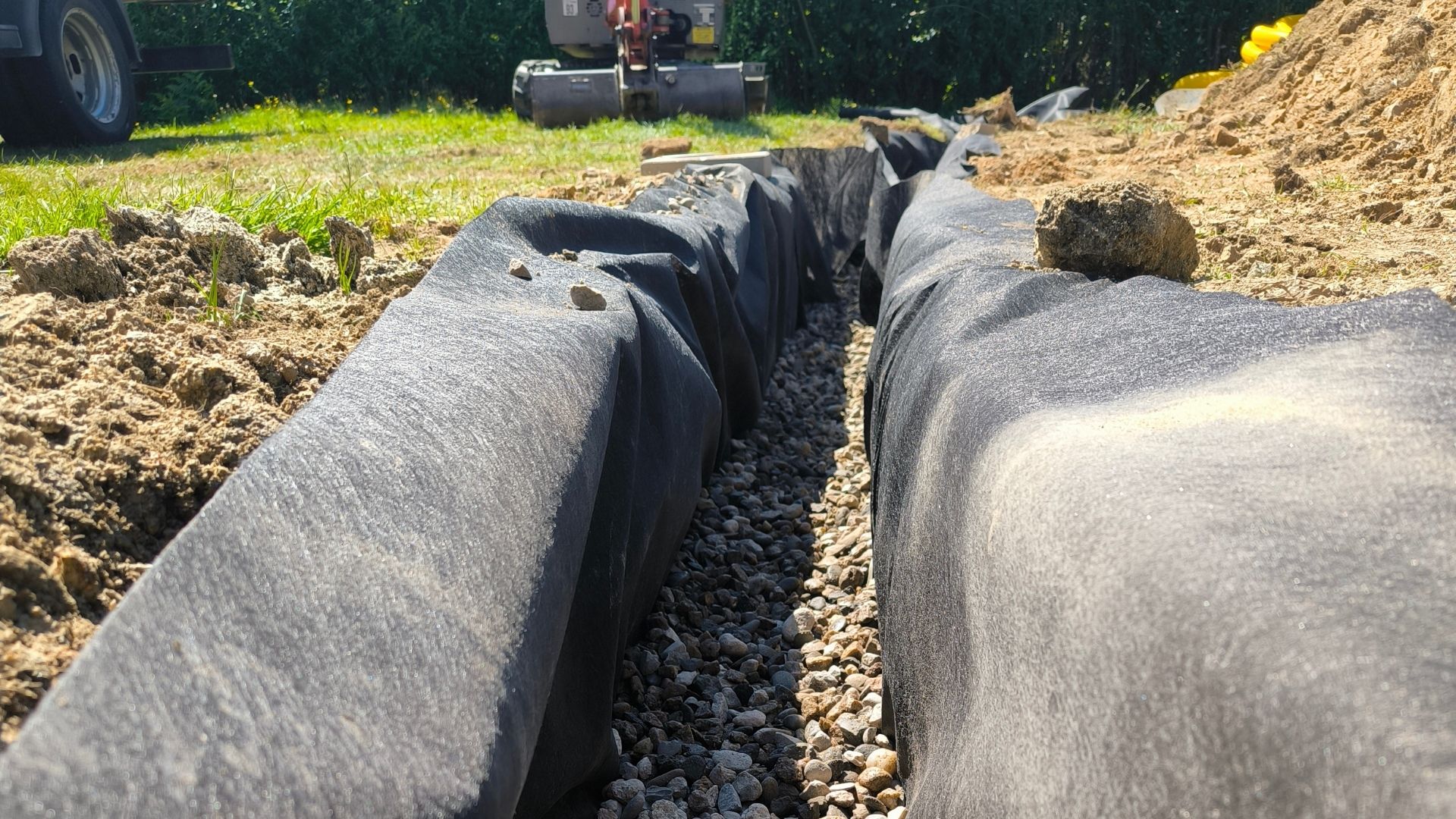 Travaux de drainage réalisés par Dorier TP & Paysage